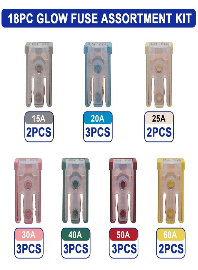 BUSY-CORNER 18 Pcs 32V Mini Slotted Automotive MCASE Shaped Cartridge Fuse Kit,15A 20A 25A 30A 40A 50A 60A - Image 2